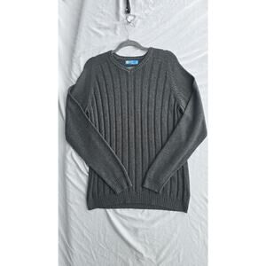 82 Zero Sweater Mens XL Gray Ribbed Crew Neck 100% Cotton Pullover Knit Casual